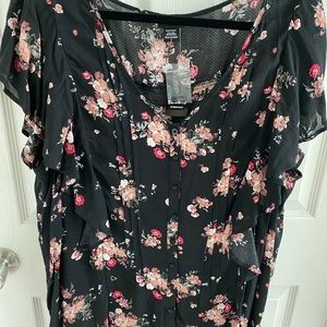 Torrid black pink floral size 2 woman's blouse